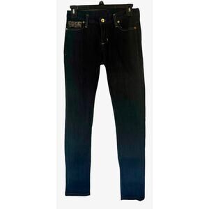 KanCan Beaded Skinny Jeans Juniors 7 Dark Wash Y2k Stretch